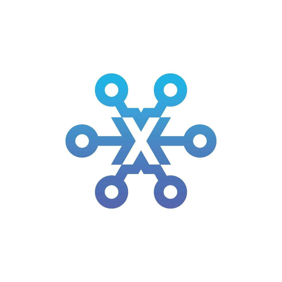 modern and sophisticated letter X network link digital electronic vector