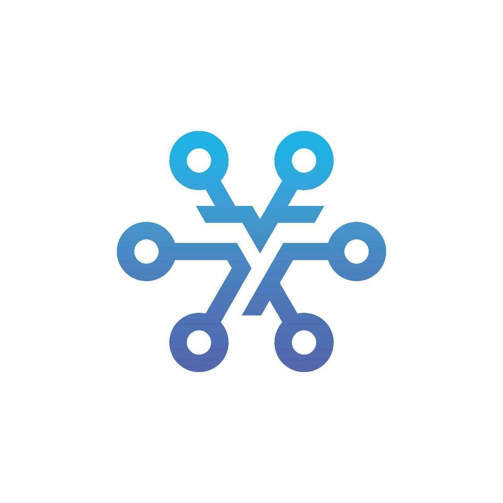 modern and sophisticated letter Y network link digital electronic vector