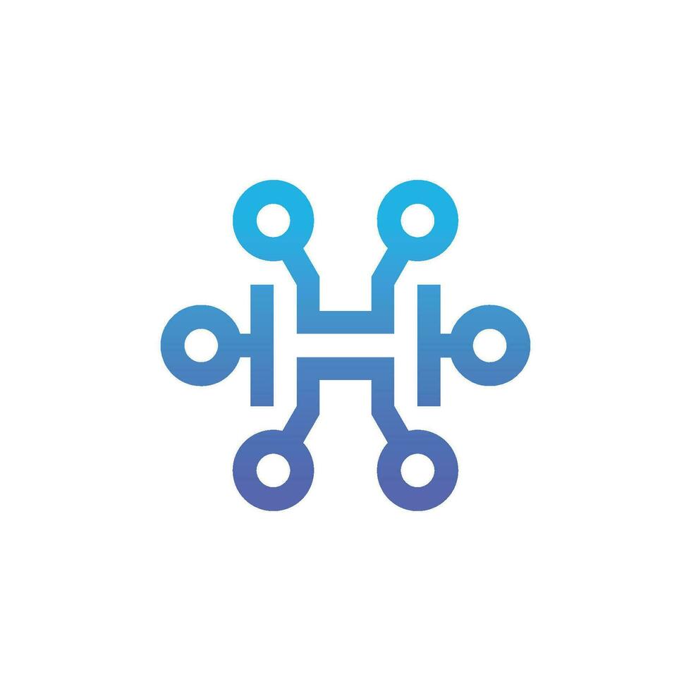 modern and sophisticated letter H network link digital electronic vector
