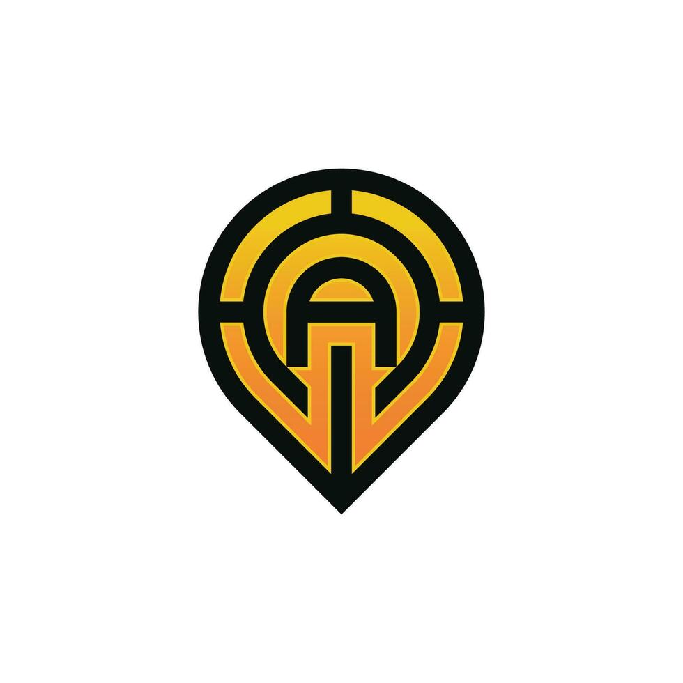 Modern initial letter A pin location map logo vector
