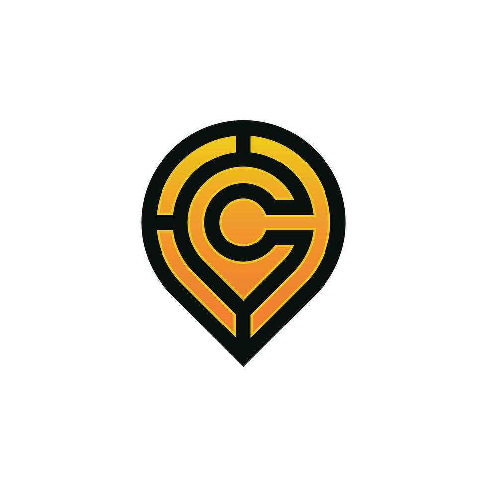 Modern initial letter C pin location map logo vector