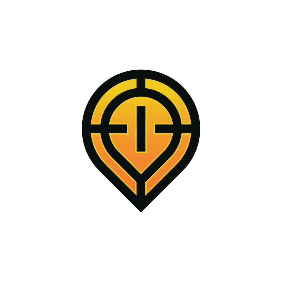 Modern initial letter I pin location map logo vector