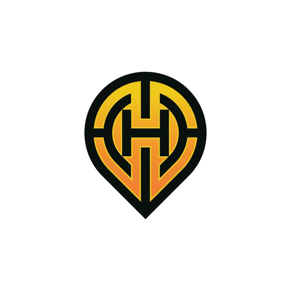 Modern initial letter H pin location map logo vector