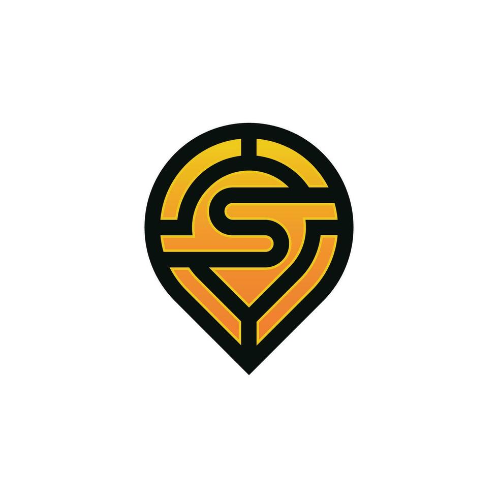 Modern initial letter S pin location map logo vector