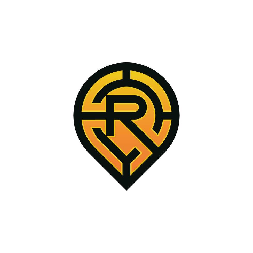 Modern initial letter R pin location map logo vector