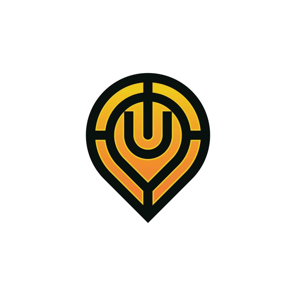 Modern initial letter U pin location map logo vector
