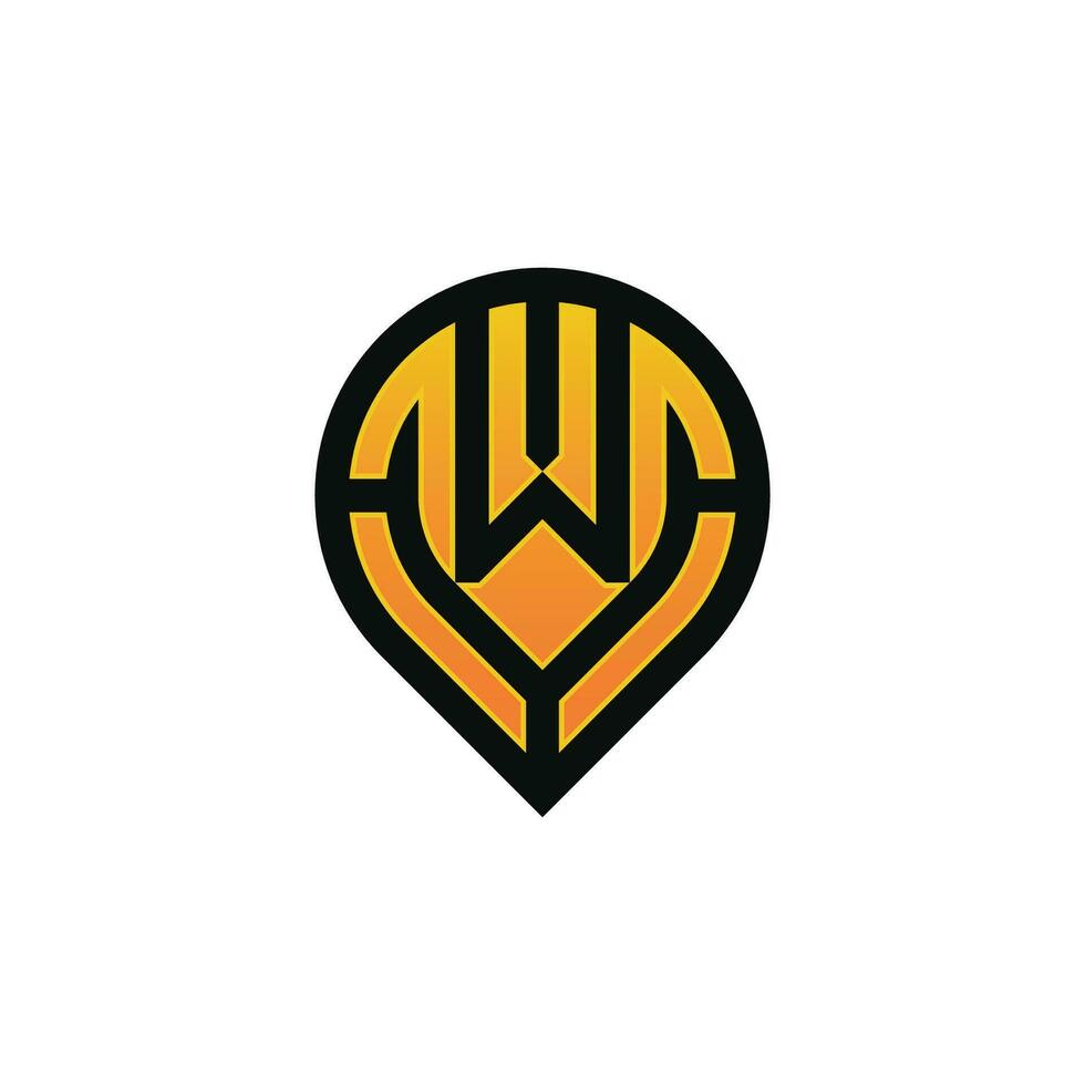 Modern initial letter W pin location map logo vector