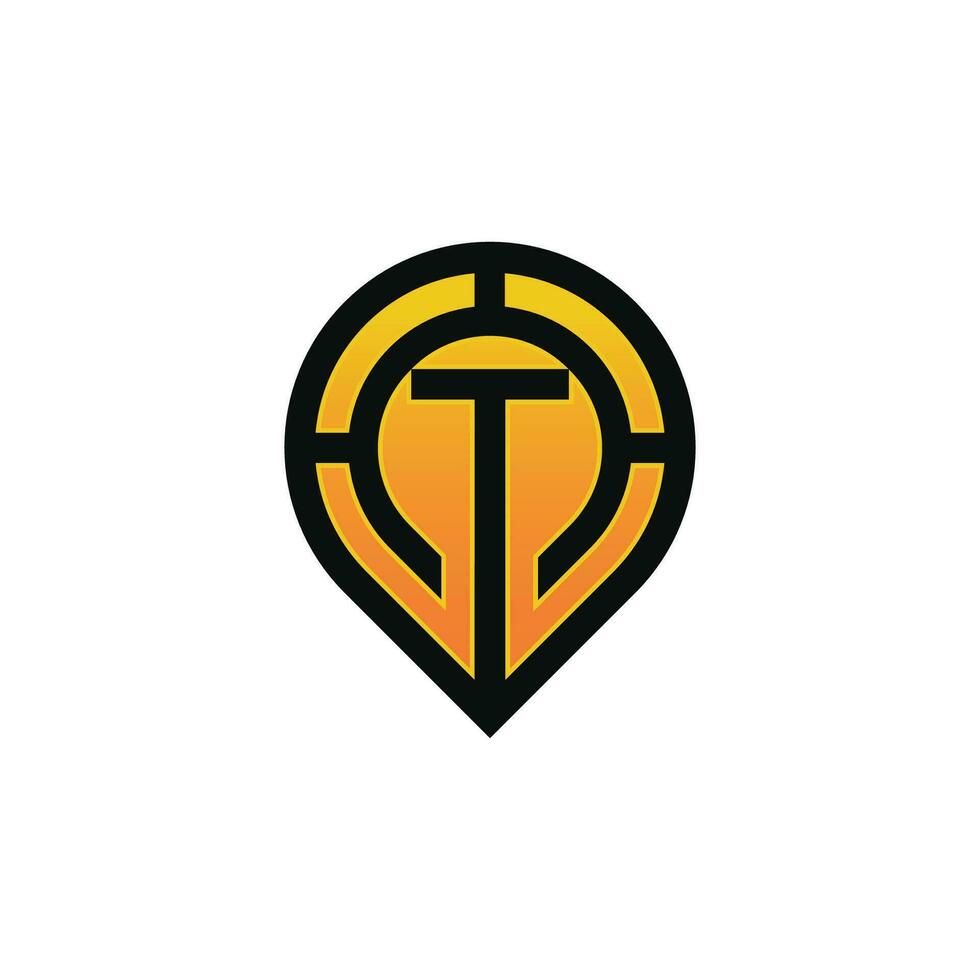 Modern initial letter T pin location map logo vector