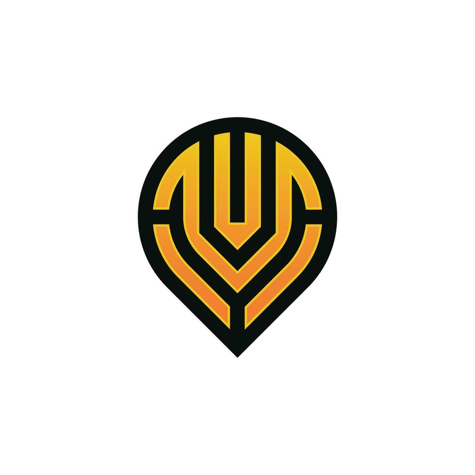Modern initial letter V pin location map logo vector