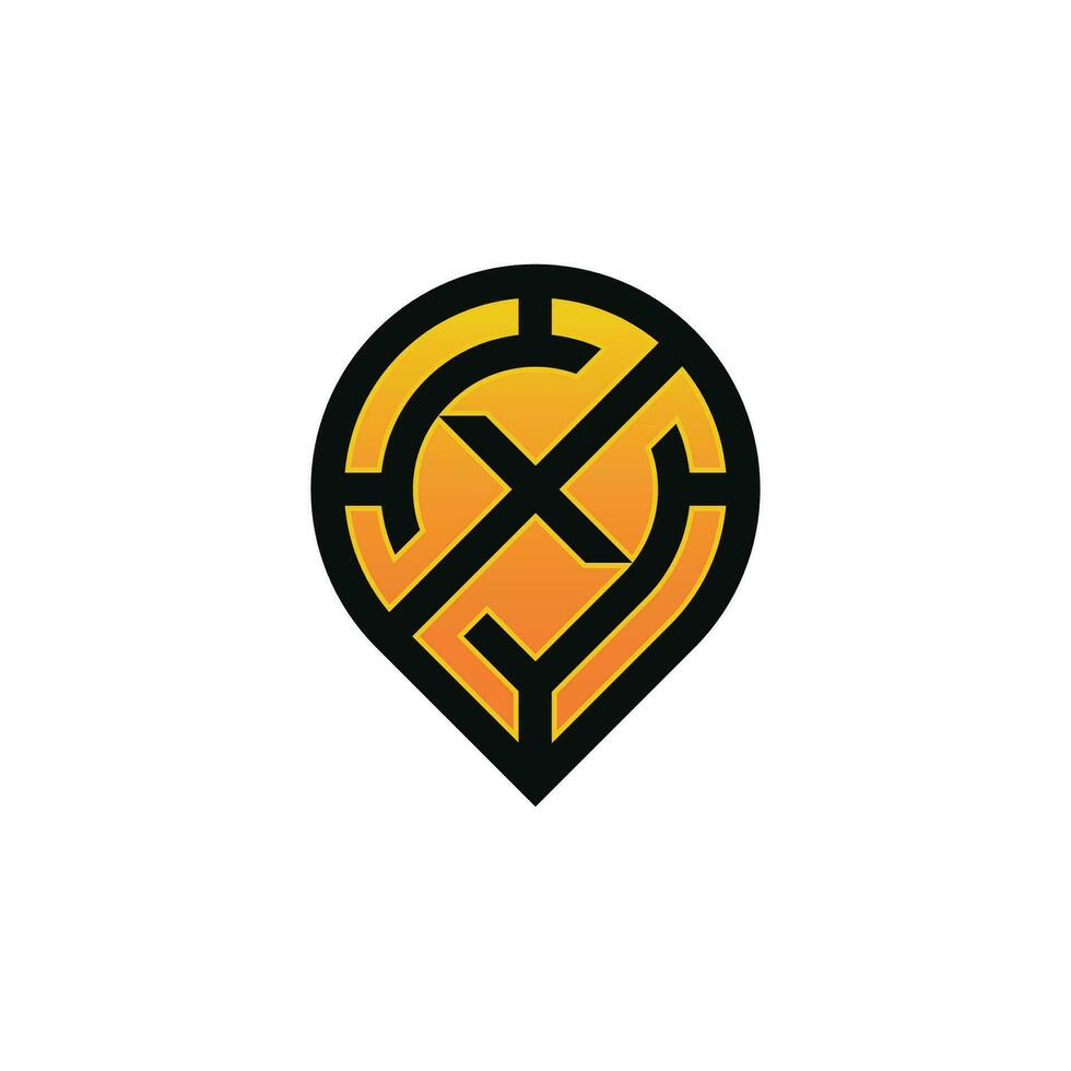 Modern initial letter X pin location map logo vector