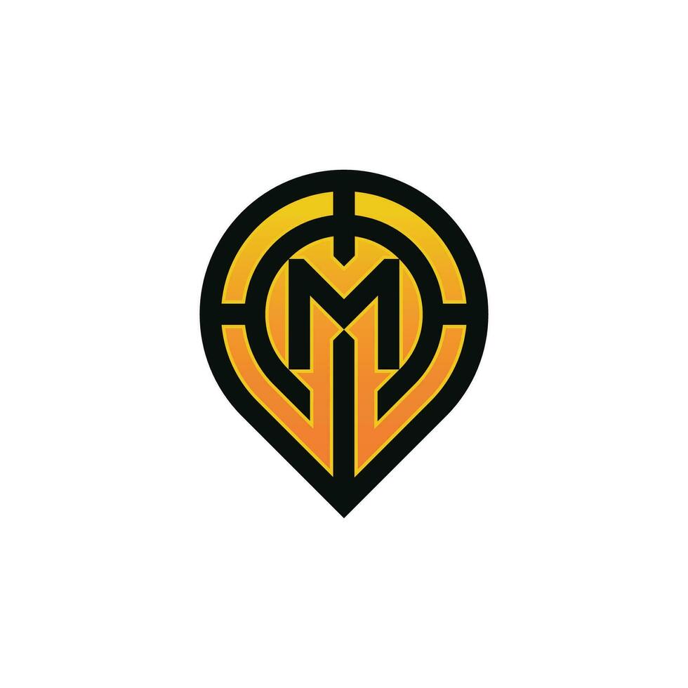 Modern initial letter M pin location map logo vector