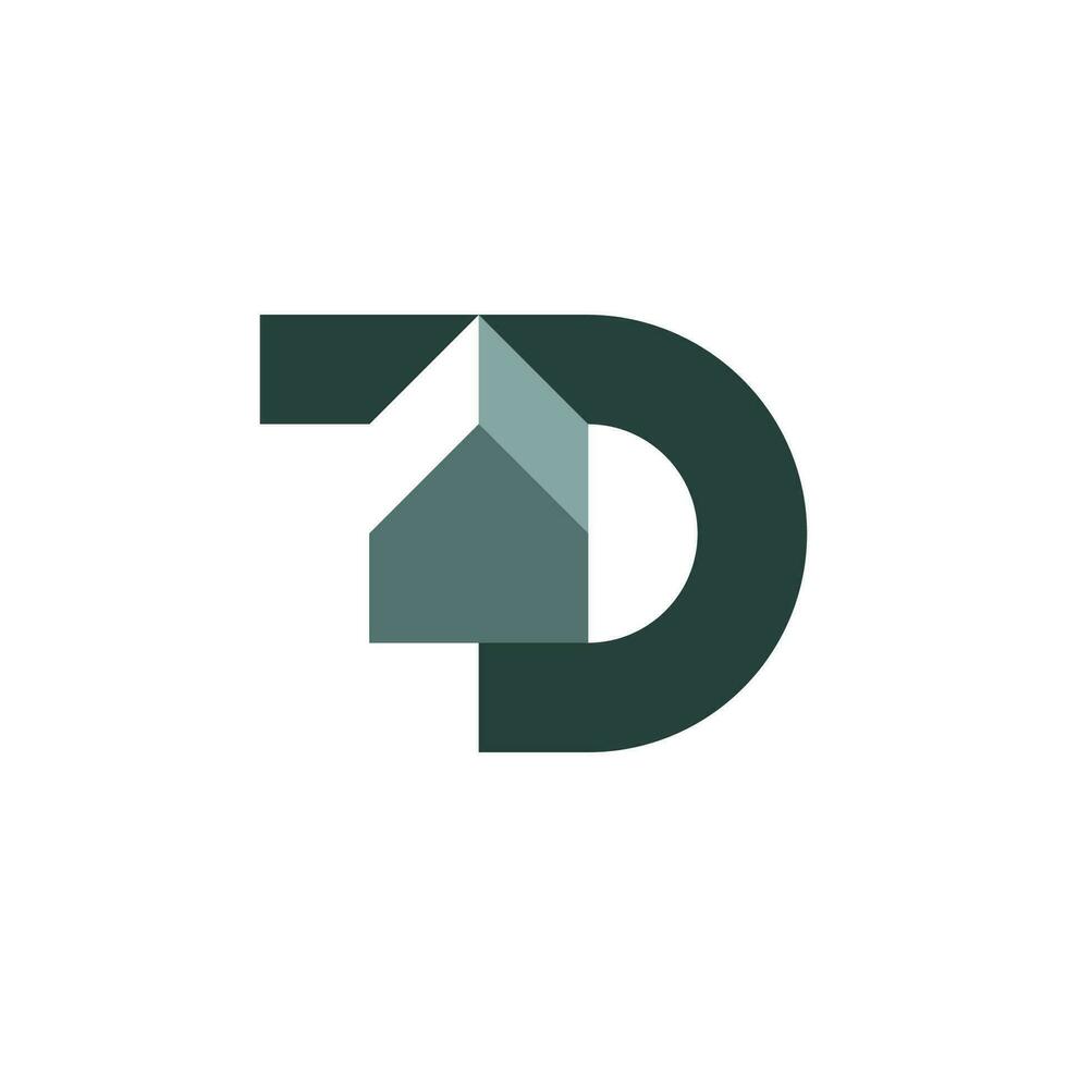 Modern and Flat letter D house building construction logo vector