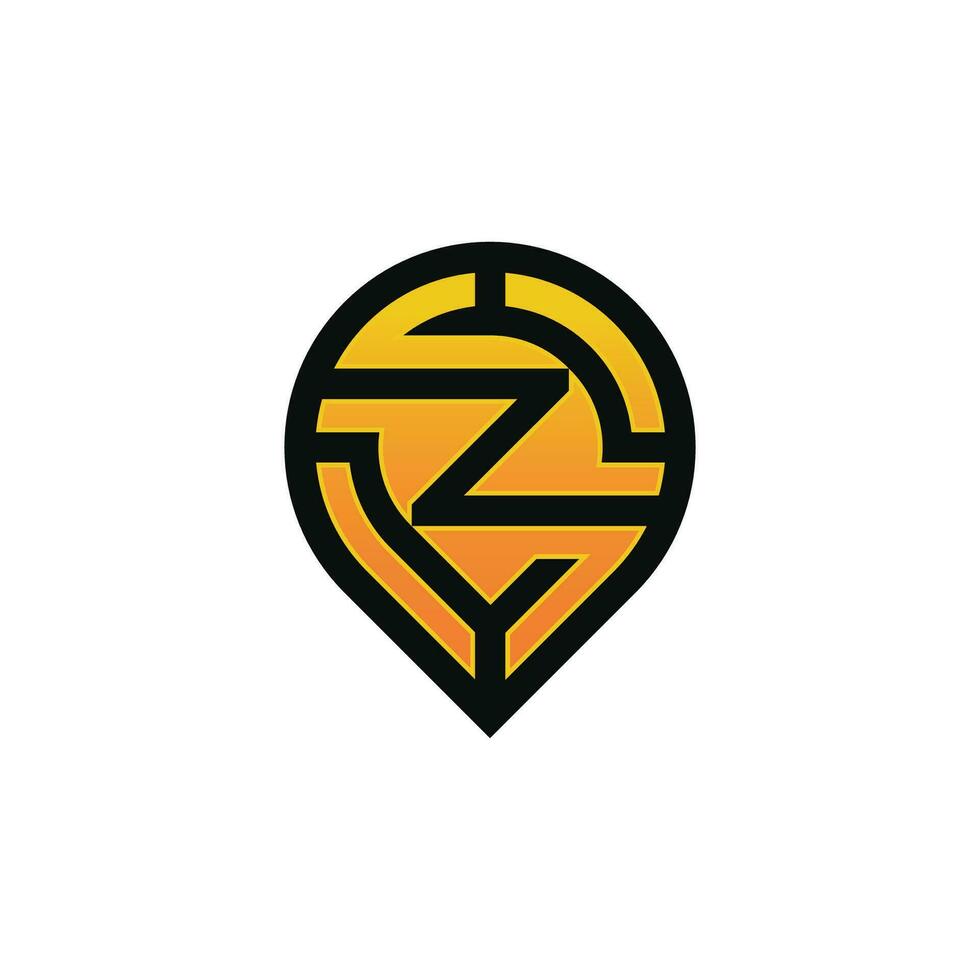 Modern initial letter Z pin location map logo vector