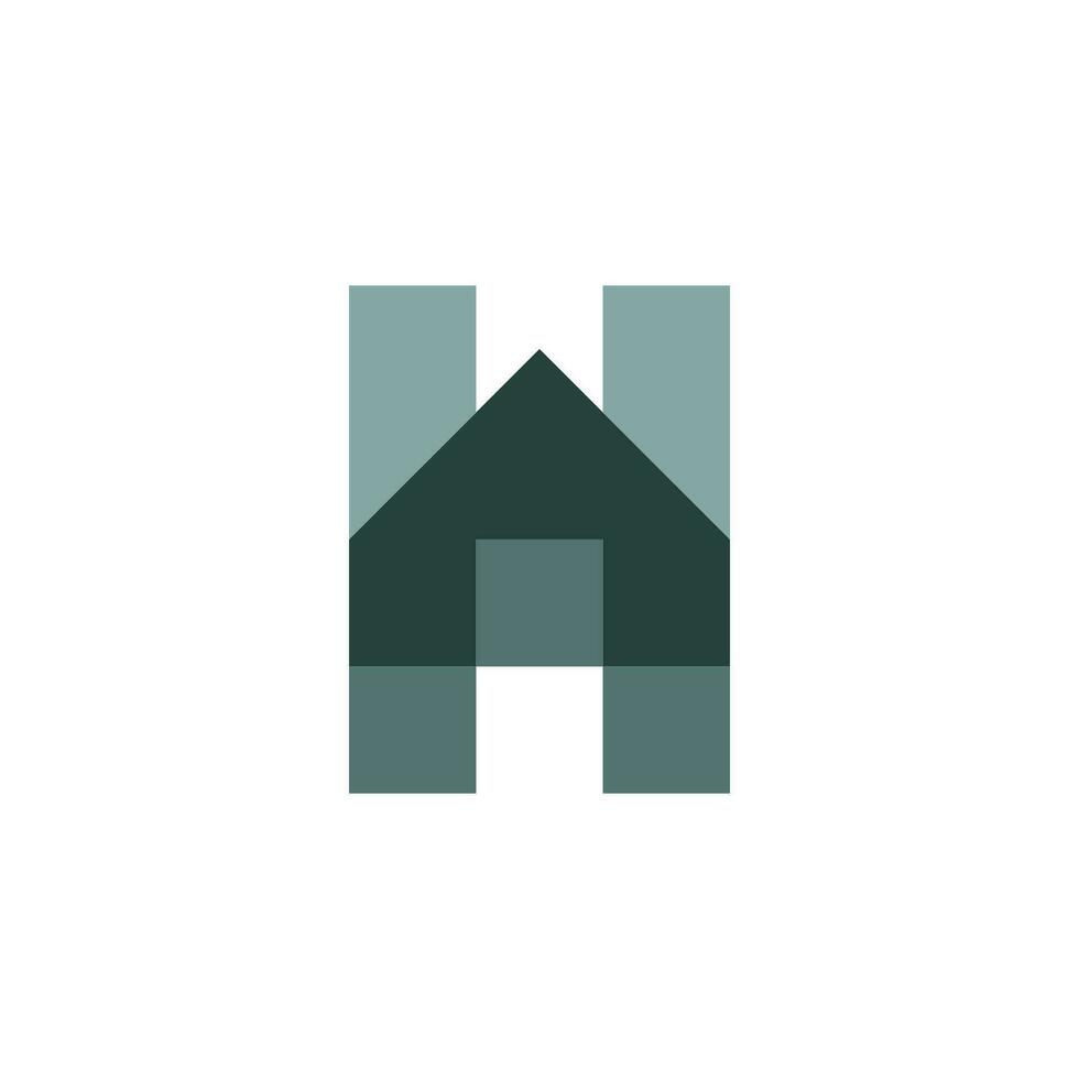 Modern and Flat letter H house building construction logo vector