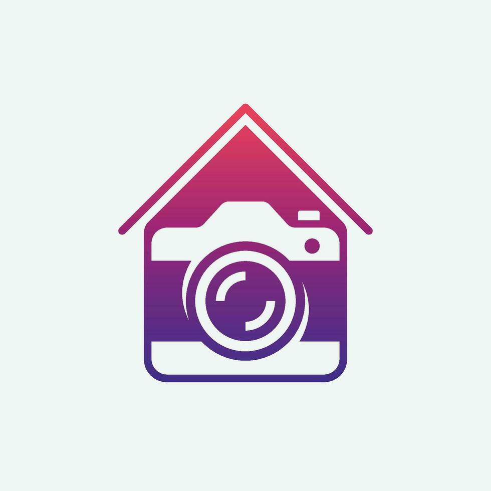 moderno casa cámara fotografía logo vector