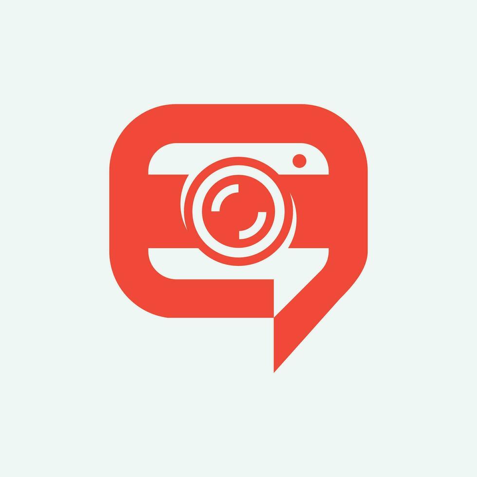 modern chat bubble camera photography logo vector