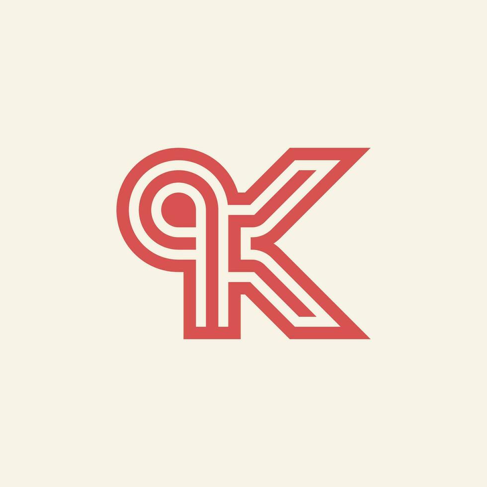 Modern and minimalist initial letter QK or KQ monogram logo vector