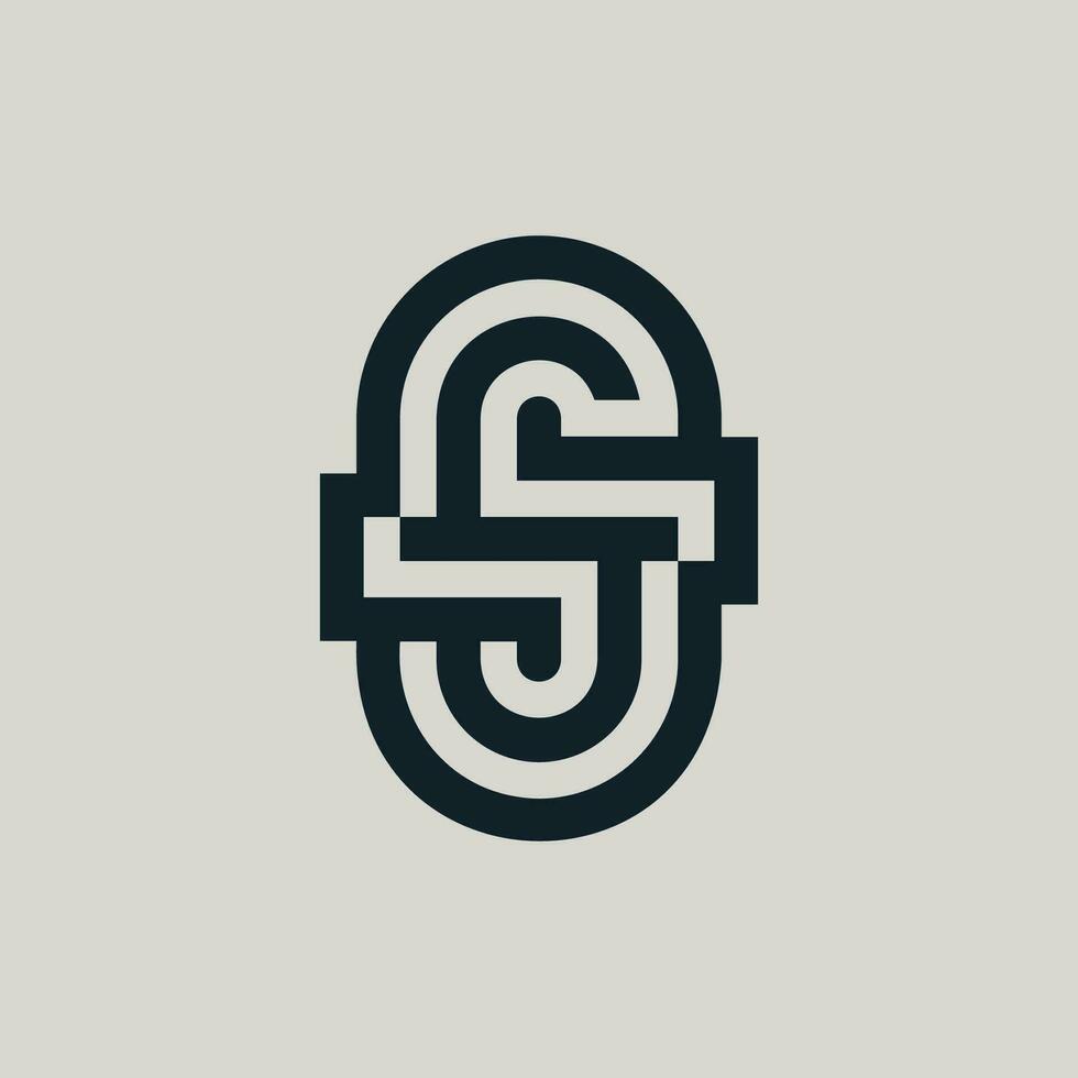 Modern initial letter SJ or JS monogram logo vector