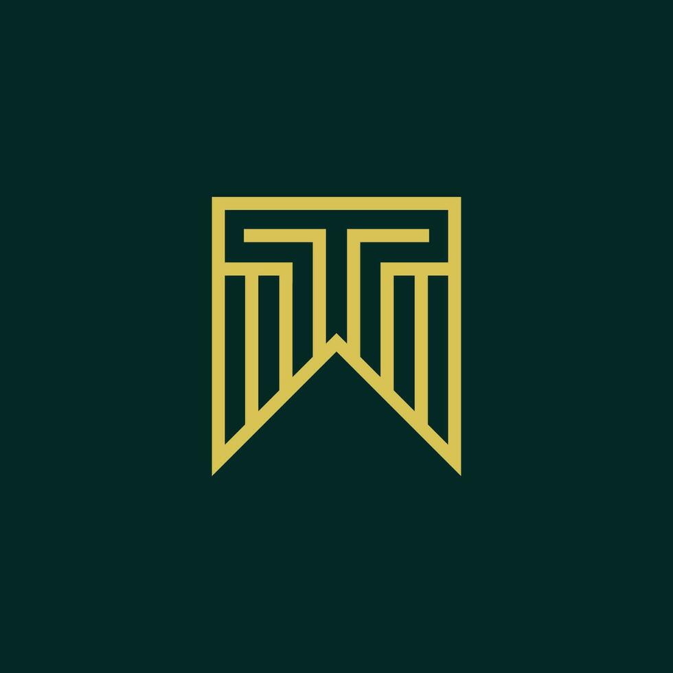 Initial letter TW or WT monogram logo vector