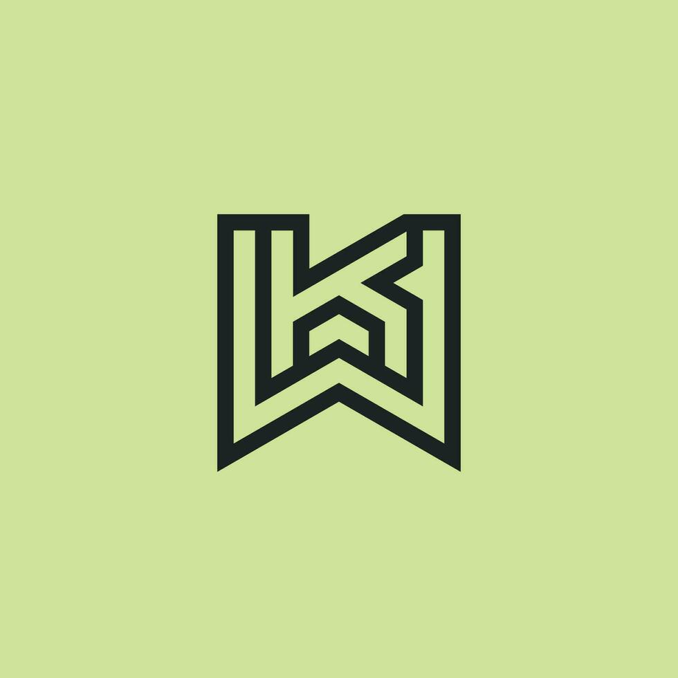 Initial letter WK or KW monogram logo vector