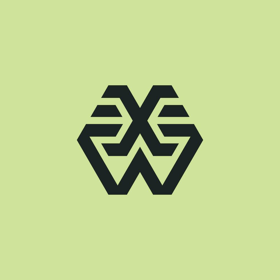 Initial letter WX or XW monogram logo vector