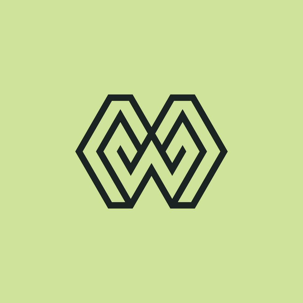 Initial letter WM or MW monogram logo vector