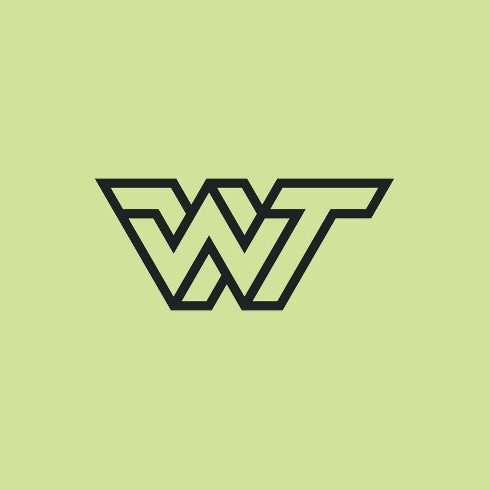 Initial letter WT or TW monogram logo vector