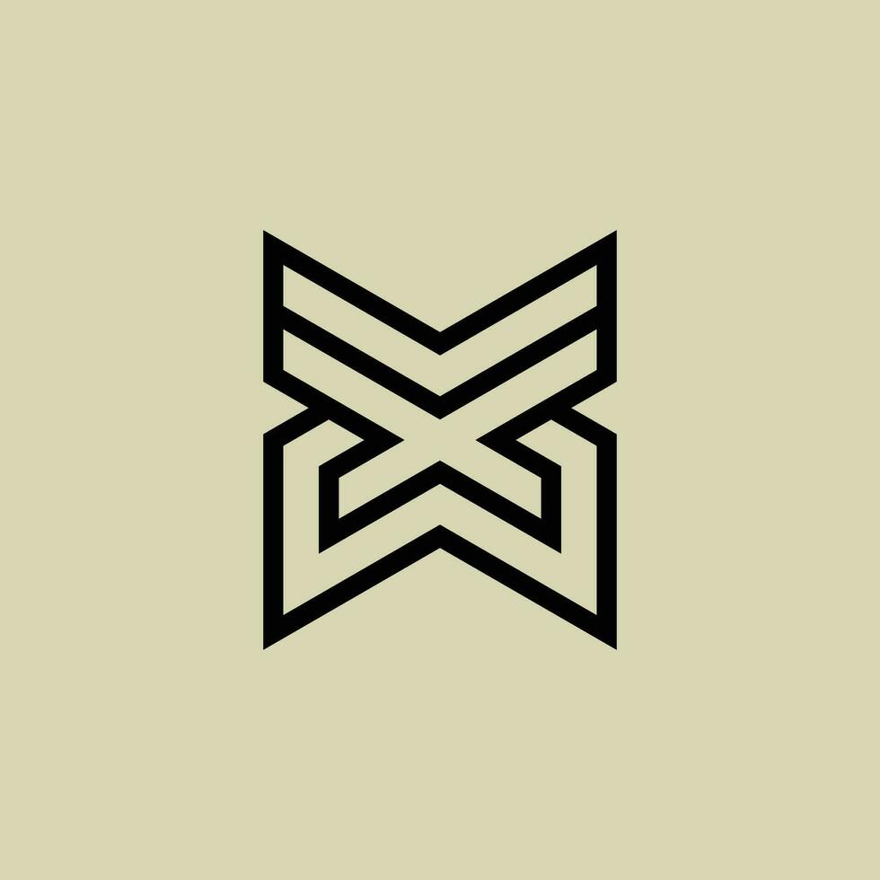 Initial letter XW or WX monogram logo vector