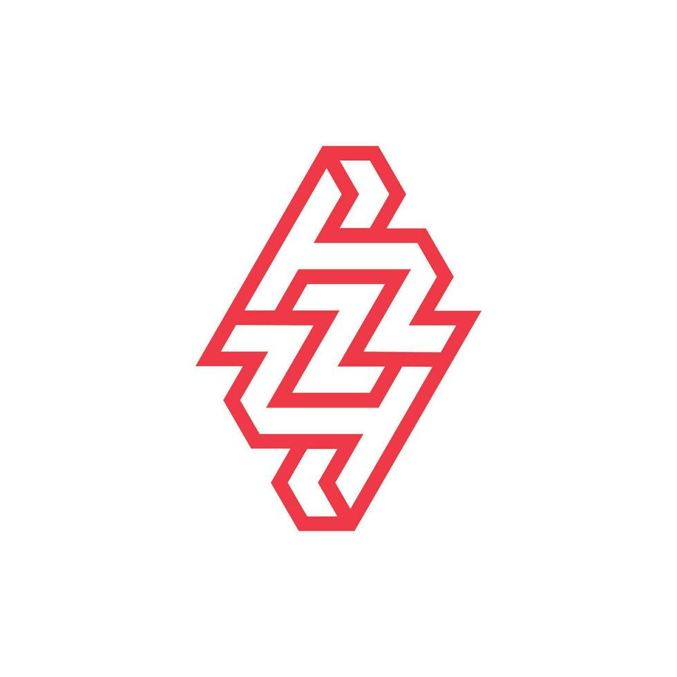Modern and minimalist initial letter ZH or HZ monogram logo vector