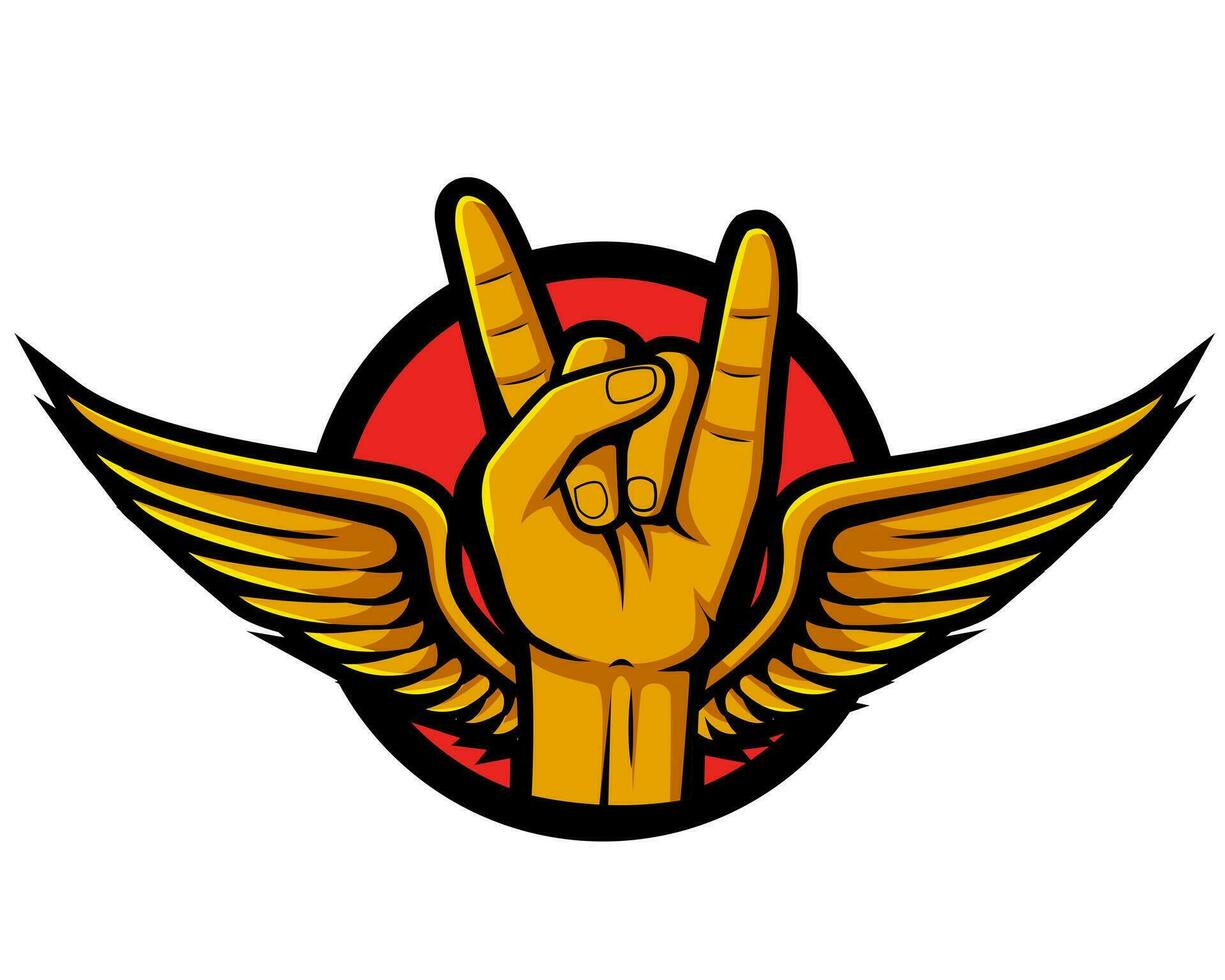 Rock sign gesture and wings for music festival vector