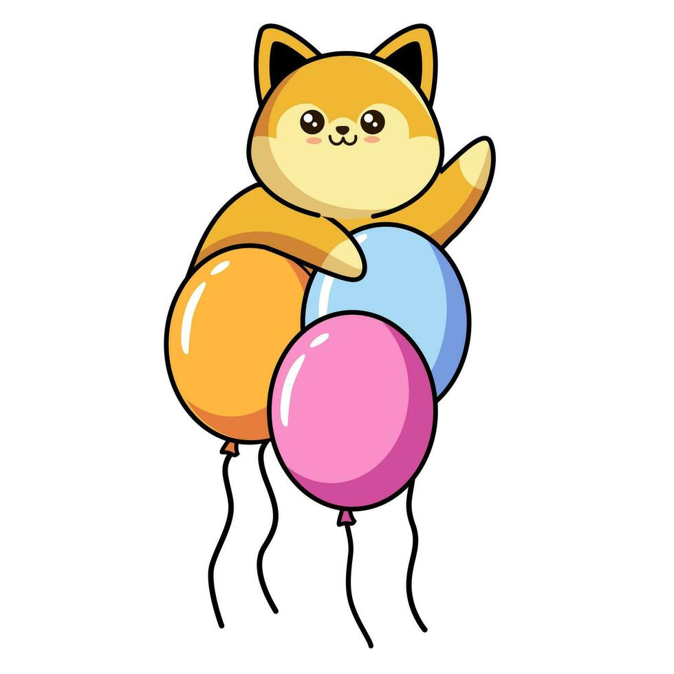 Cute little dog  with figure one, blue balloon and bow tie vector