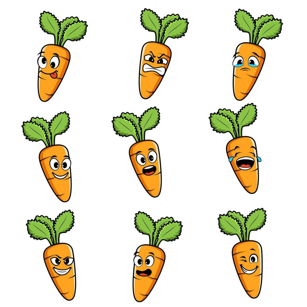 carrot set cartoon vector expression