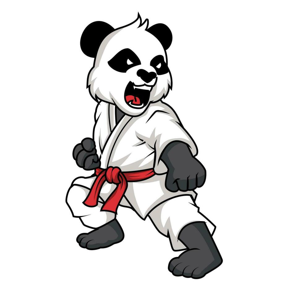 cute cartoon karate panda design vector