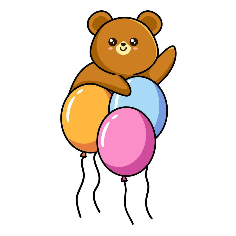 Cute little dog  with figure one, blue balloon and bow tie vector