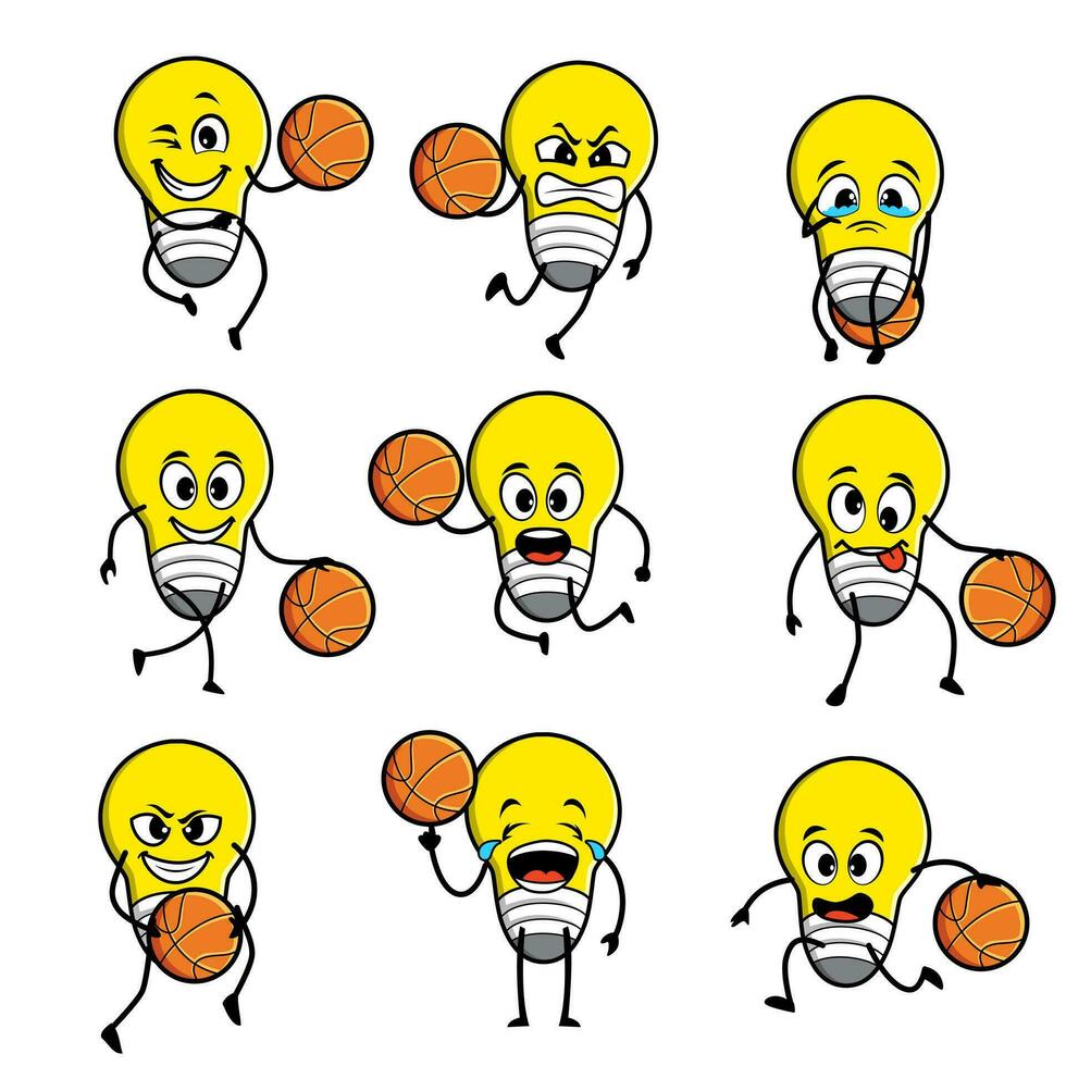 básico lámpara rgb conjunto dibujos animados baloncesto lámpara de expresión conjunto dibujos animados baloncesto expresión vector