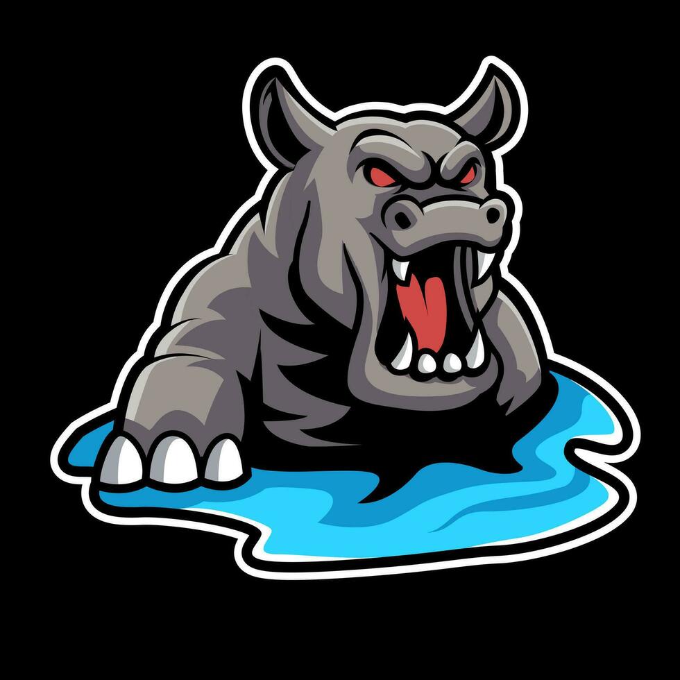hipopótamo e-sport logo mascota diseño vector