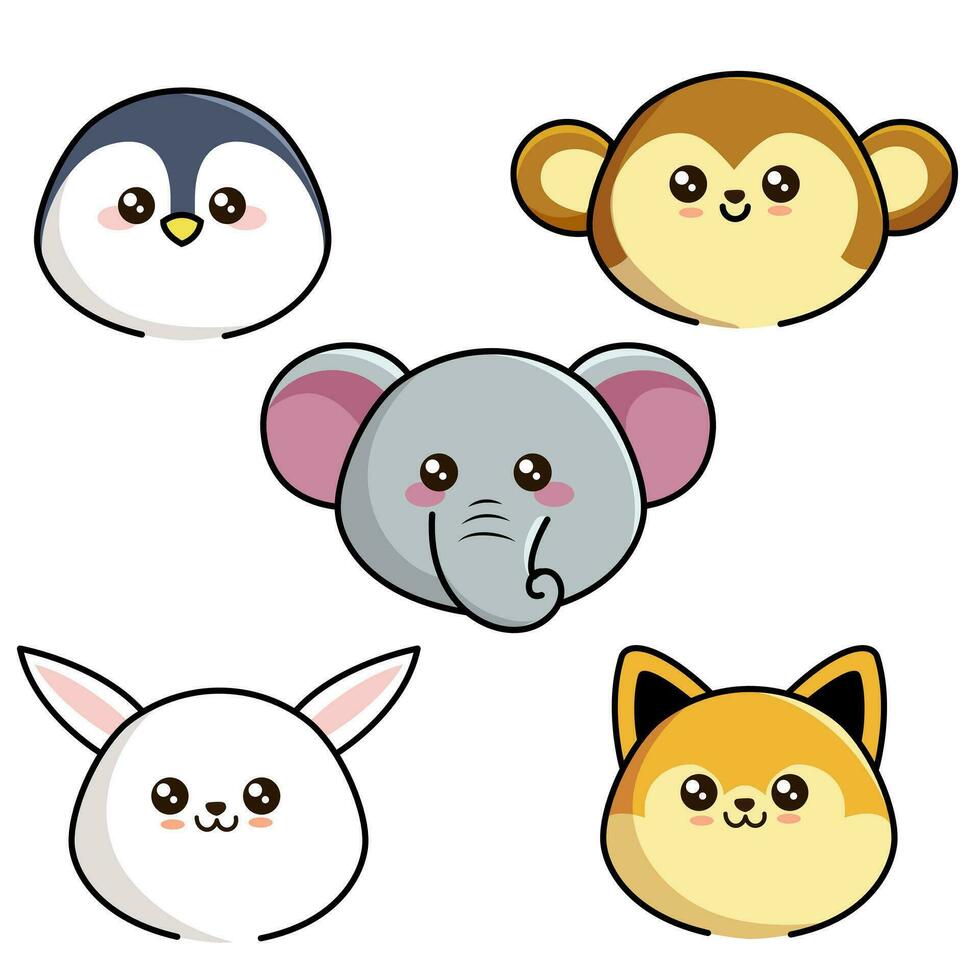 Set of Cute Animals on a white background vector
