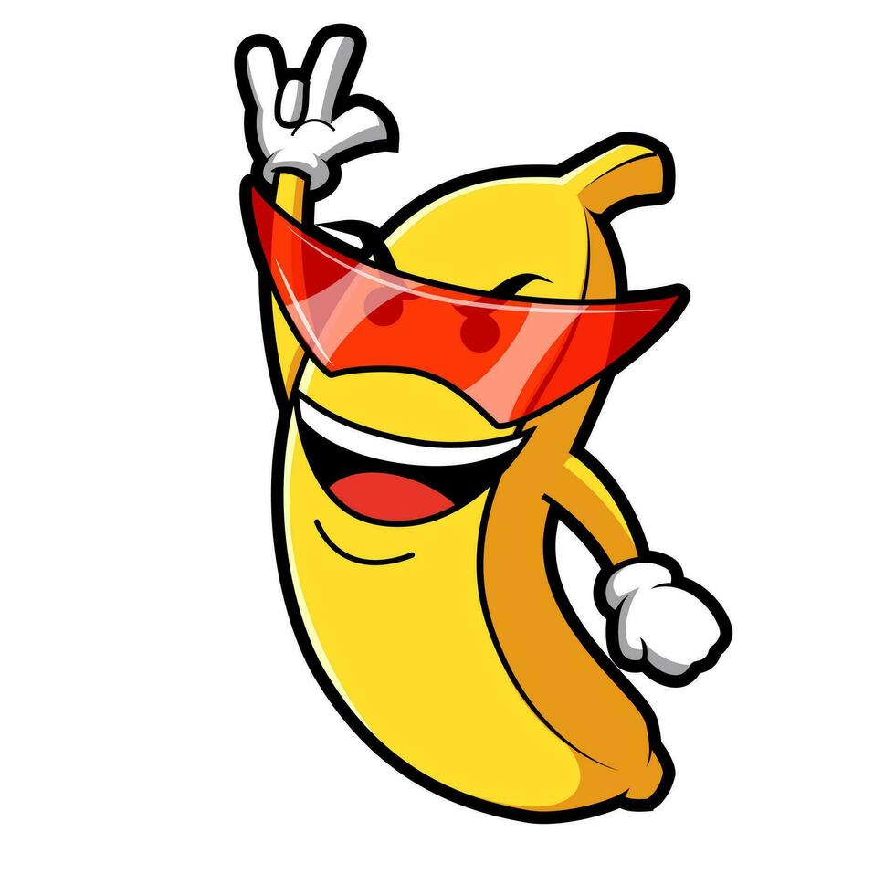 cool banana funny mascot character vector