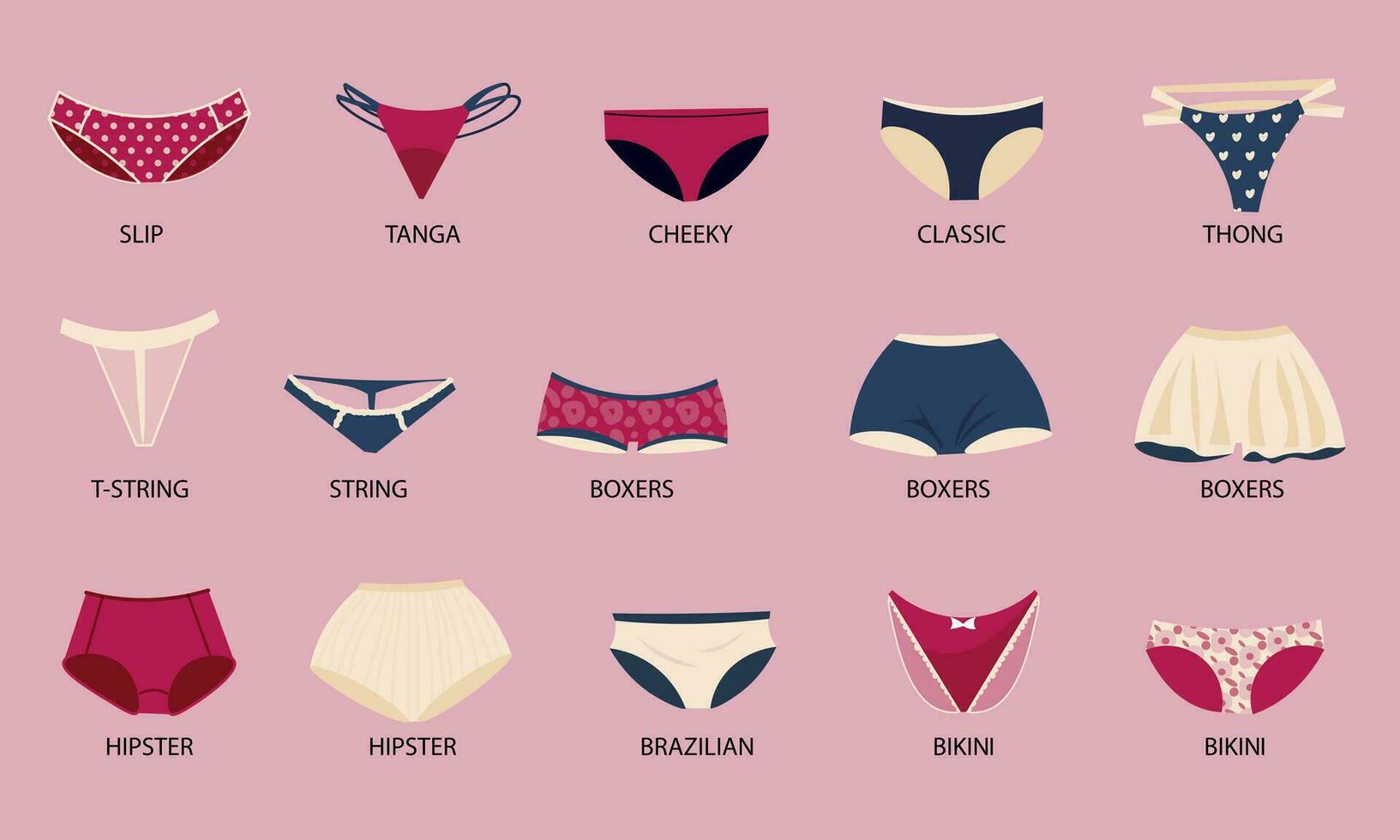 Premium Vector  Set different types panties, briefs, underwear