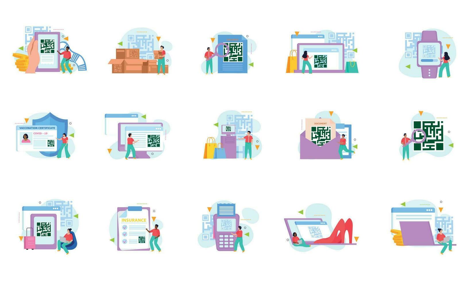 qr código plano color conjunto vector