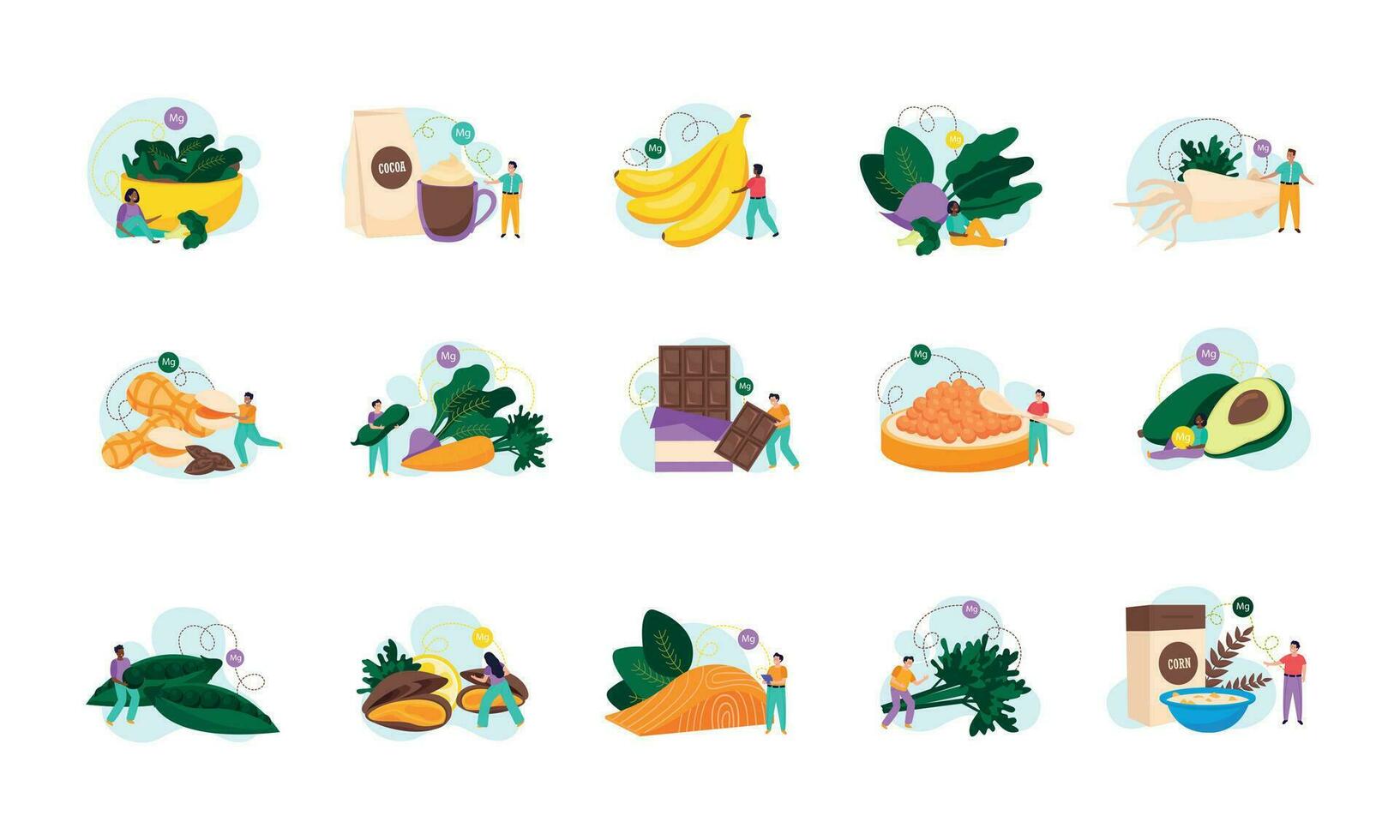 Magnesium Foods Set vector