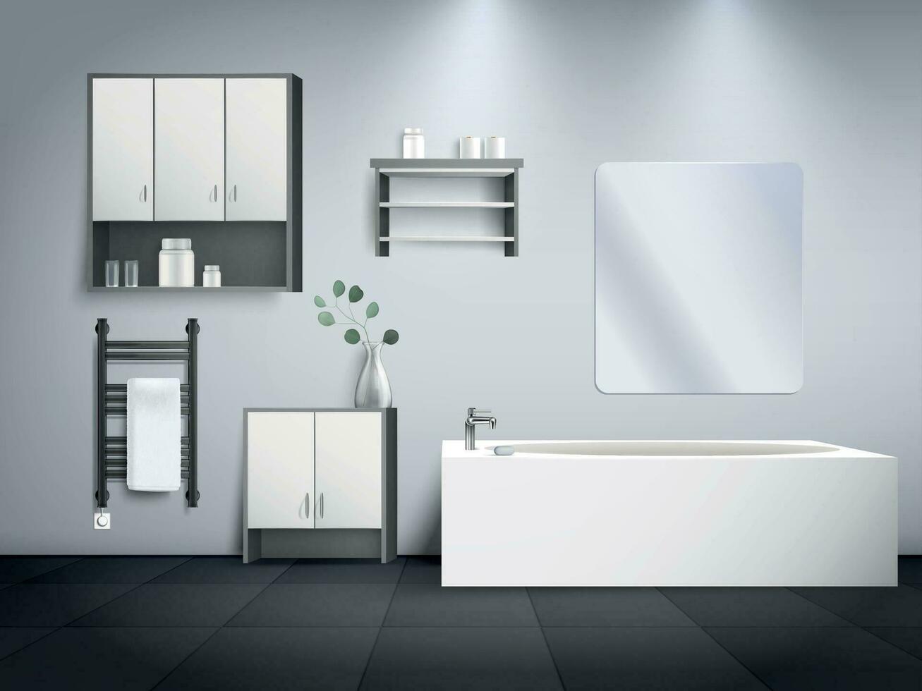 Realistic Bathroom Interior vector