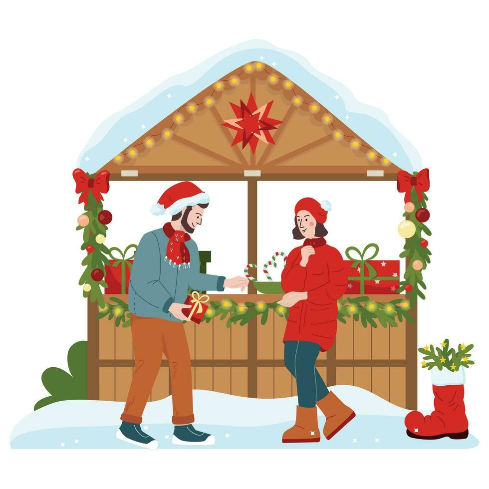 Christmas Fair Couple Composition vector