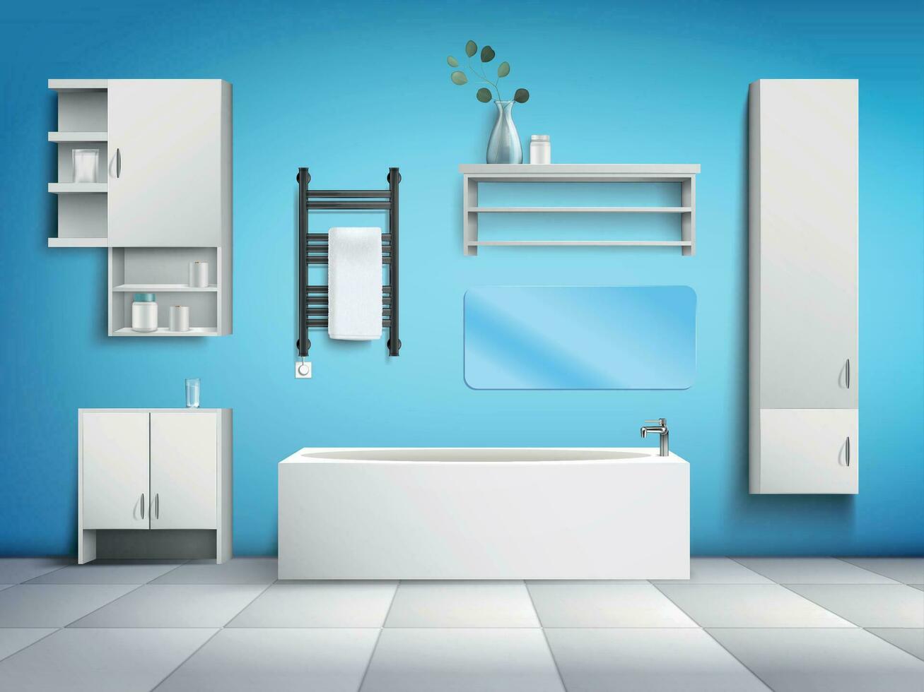 baño interior realista ilustración vector