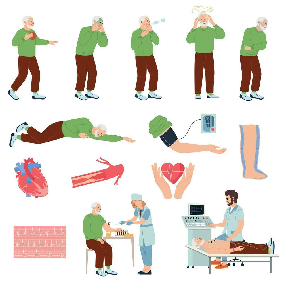 Heart Attack Symptoms Set vector