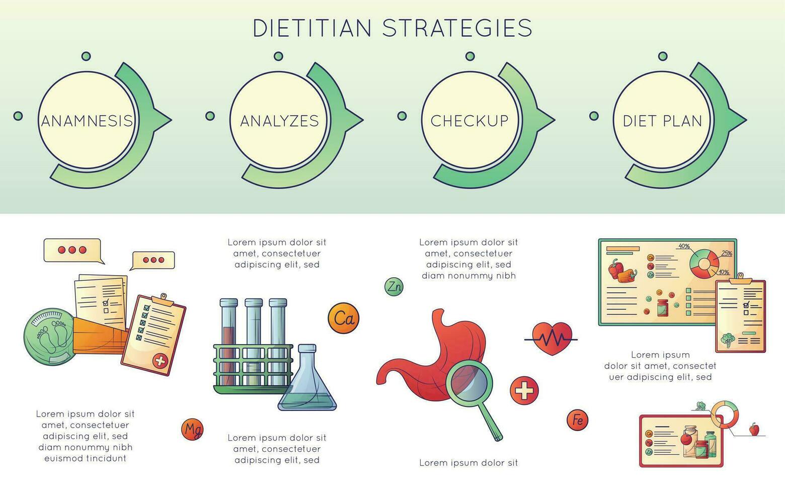dietético estrategias plan infografia vector