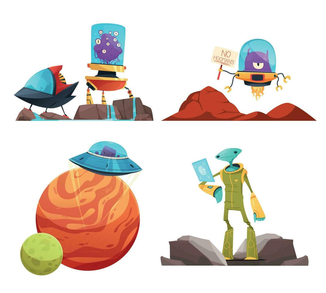 Aliens Composition Set vector