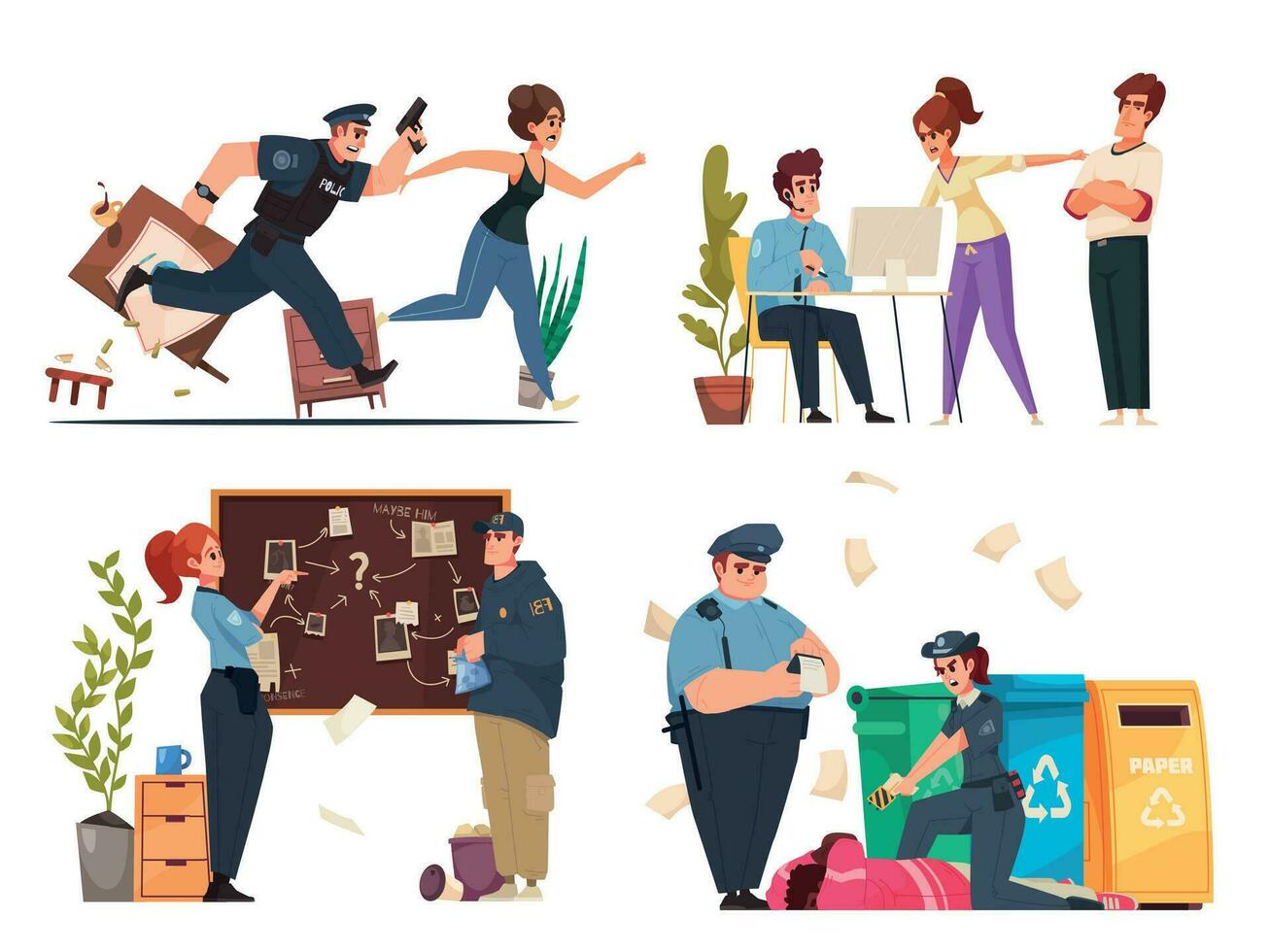 Police Cartoon Set vector