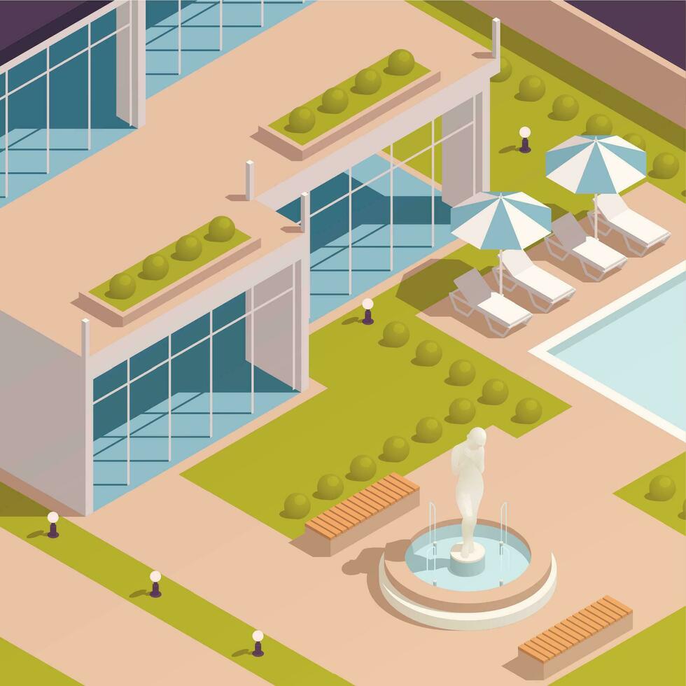 Park Fountains Gazebo Composition vector