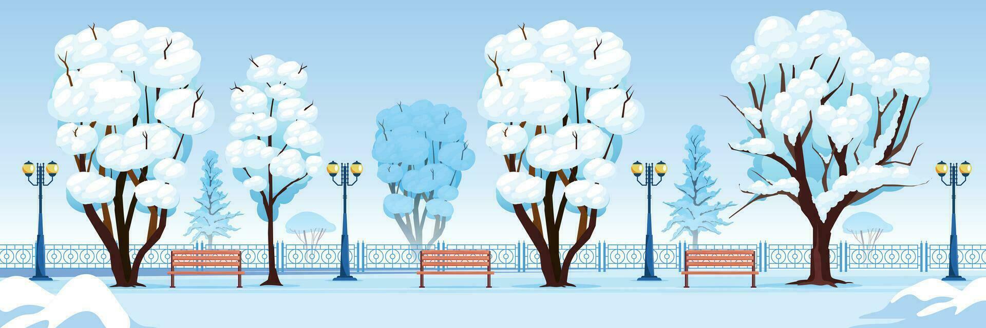 invierno parque horizontal ilustración vector